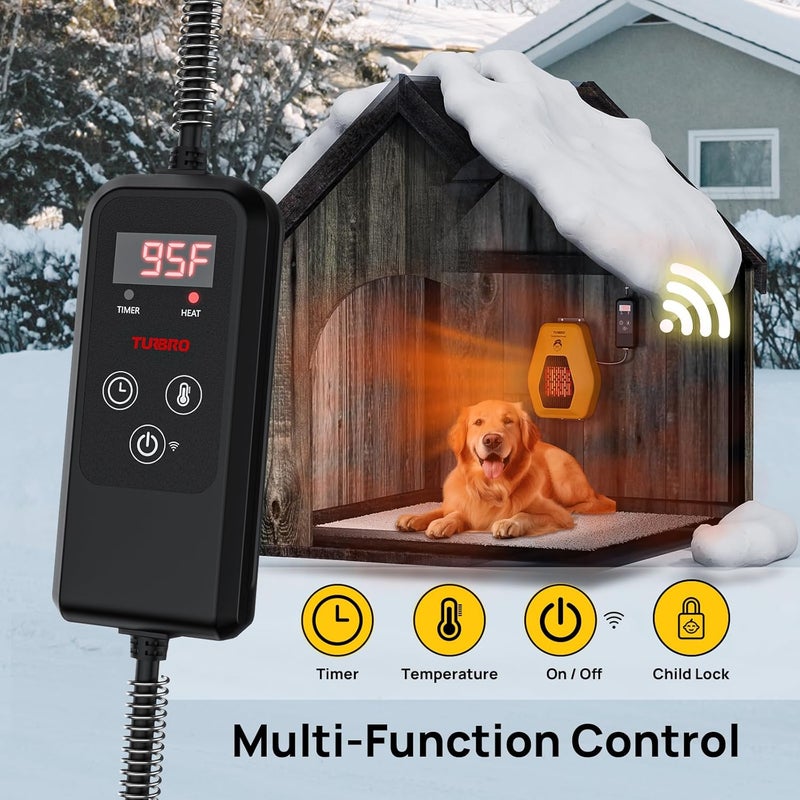 TURBRO Neighborhood WiFi Dog House Heater 800W, Wall Mount, 10ft Anti Bite Cord, Waterproof Control, Overheat Protection, Electric Warmer for Hound Kennel Cat Cage Chicken Coop, UL Test Passed - Image 5